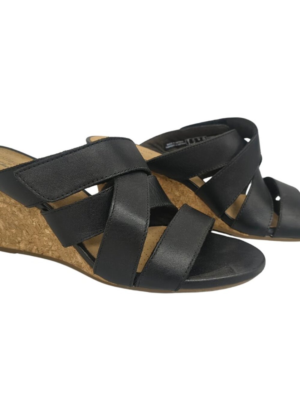 Clarks Margee Kate Black Wedge Slide Sandals - 7.5 Women